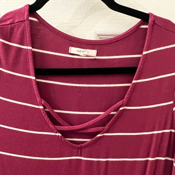 Maurice’s Maroon Striped Medium T-Shirt Dress - Picture 5 of 5